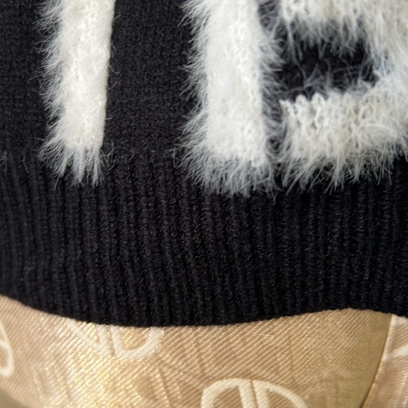 NWT Black and White Fluffy Letter Sweater - Picture 5 of 10